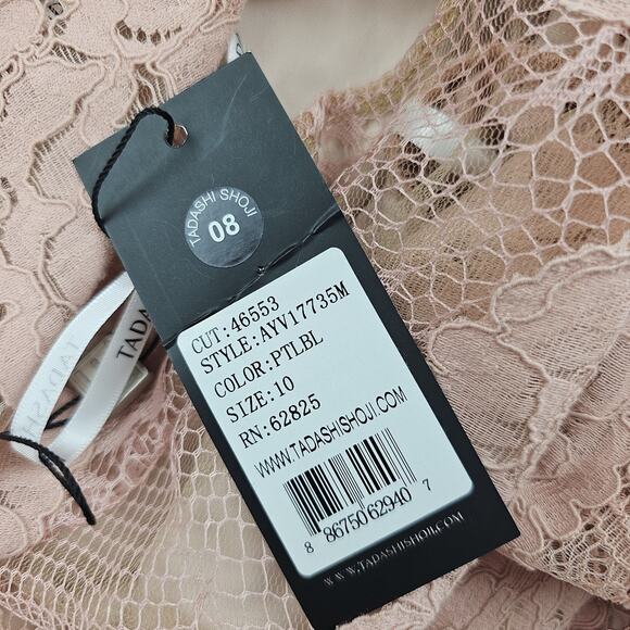 Tadashi Shoji Dress Womens 10 Pink Lace Bell Sleeve Sheath AVV17735M Cocktail - Picture 7 of 8